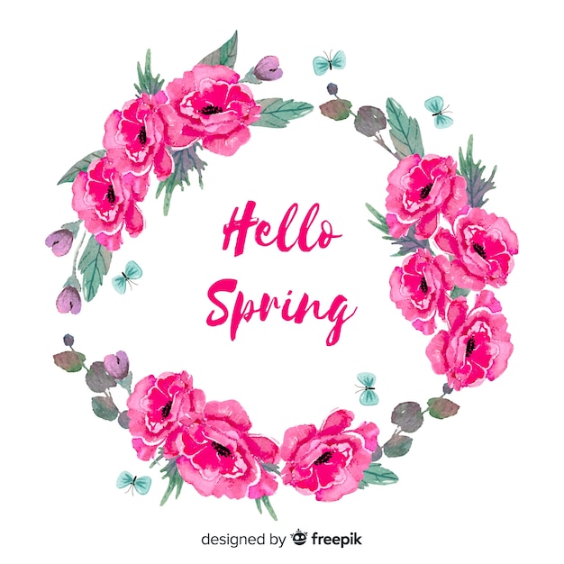 Watercolor wreath spring background