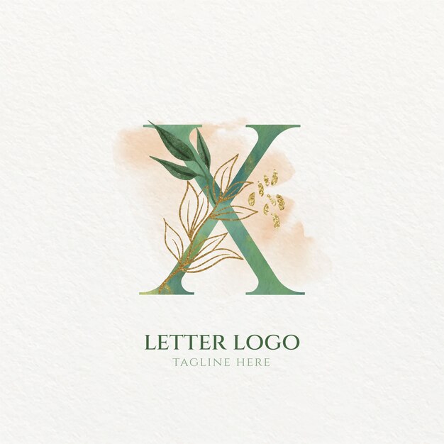 Watercolor x letter logo template