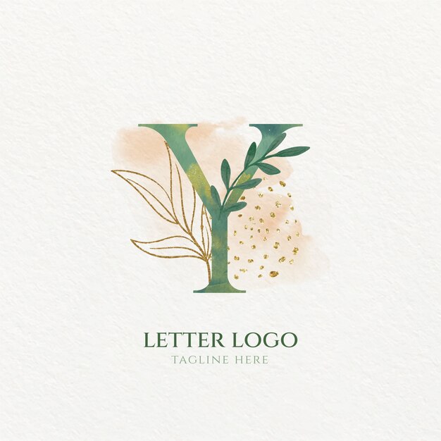 Шаблон логотипа акварель y письмо