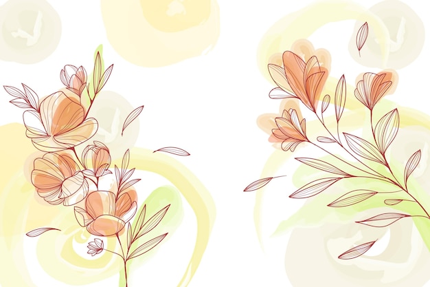 Watercolor yellow flowers background