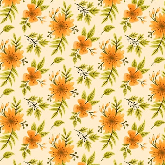 Watercolor yellow flowers pattern