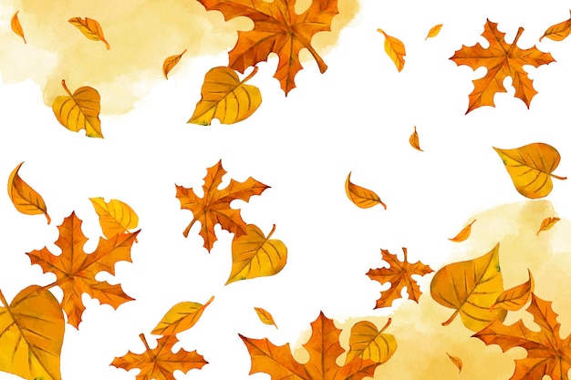 Watercolor yellow leaves falling