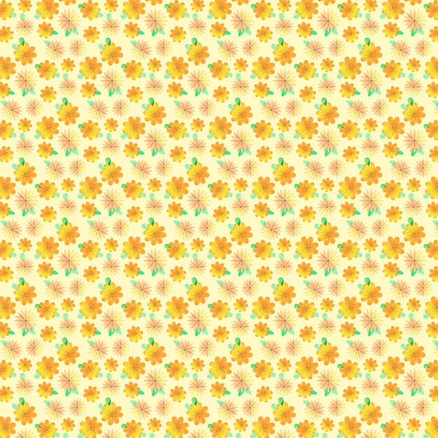 Watercolor Yellow Small Flowers Pattern