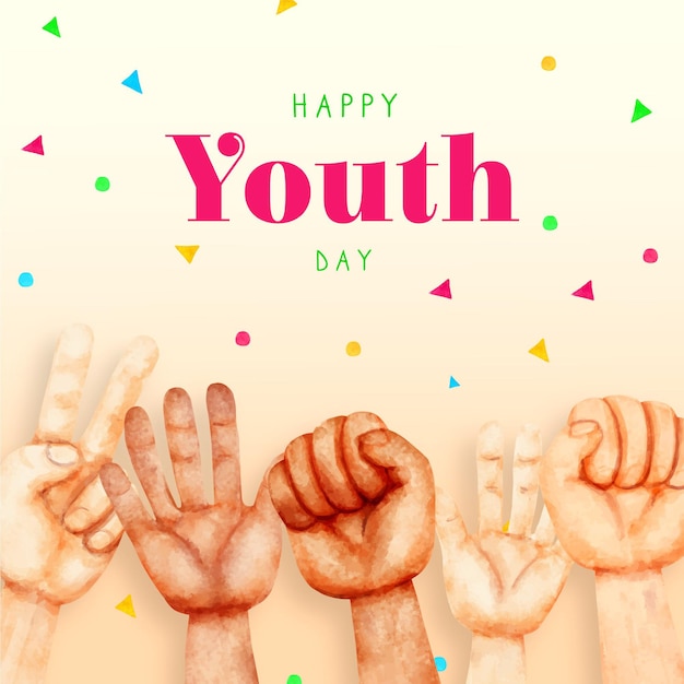 Free vector watercolor youth day concept