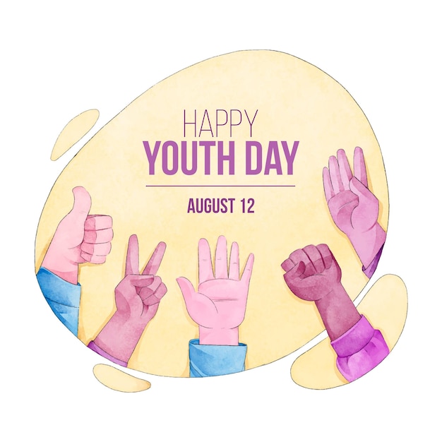 Watercolor youth day concept