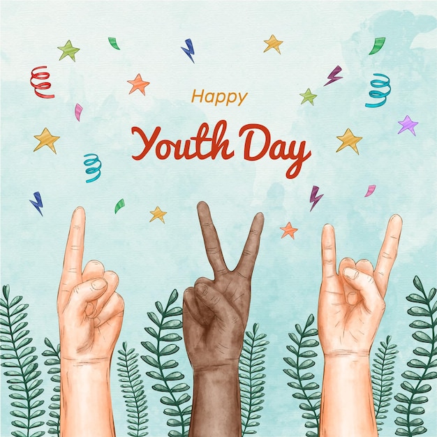 Free vector watercolor youth day