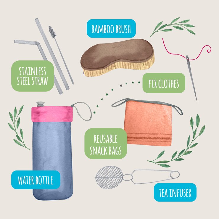Free Vector watercolor zero waste collection