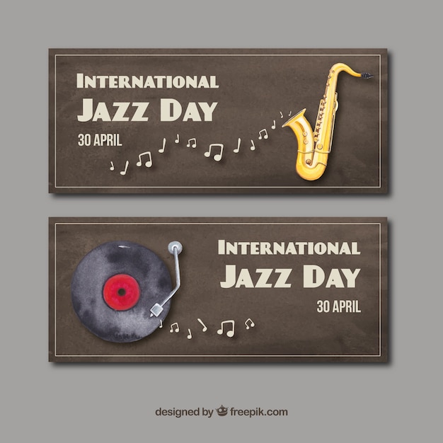 Free vector watercolors of the international jazz day