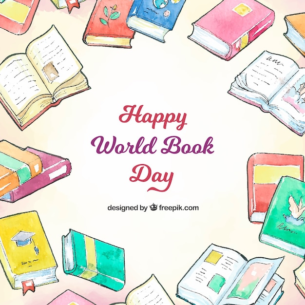 Free Vector watercolour background for the world book day
