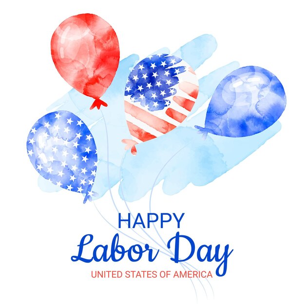 Watercolour balloons usa labour day