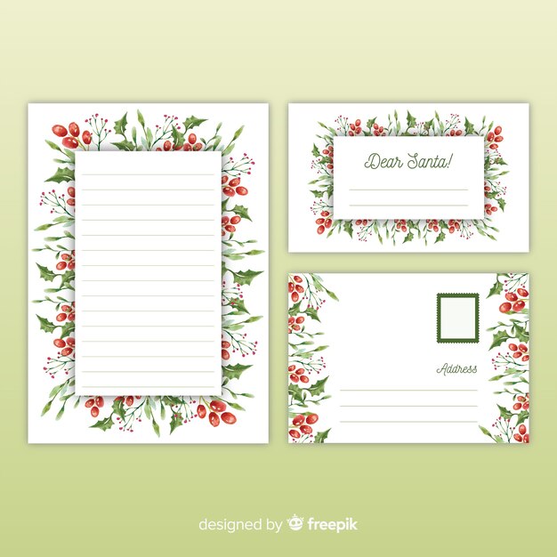 Watercolour christmas stationery template