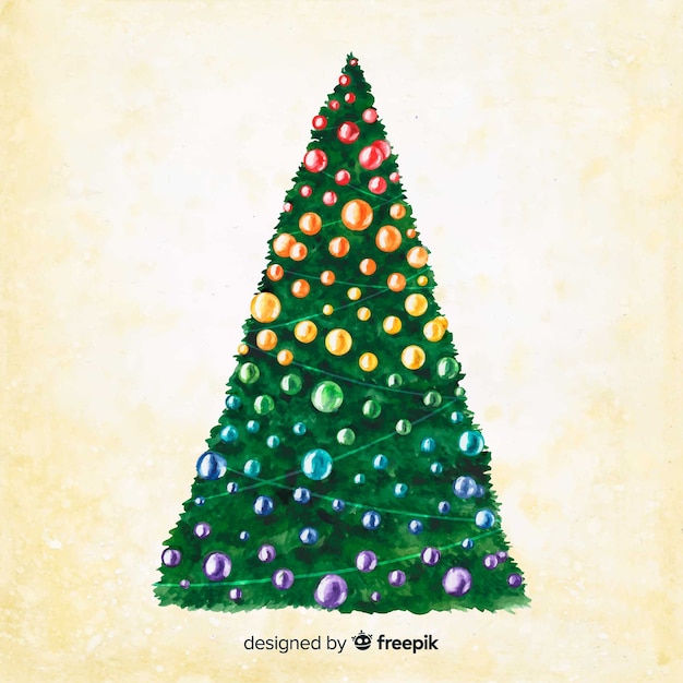 Free vector watercolour christmas tree on sepia background