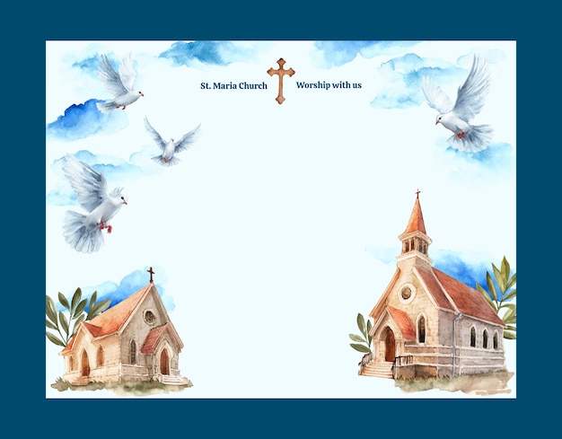 Watercolour church photocall template