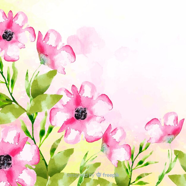 Watercolour floral background with copy space