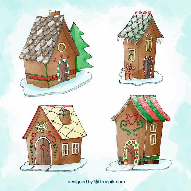 Watercolour gingerbread house collection