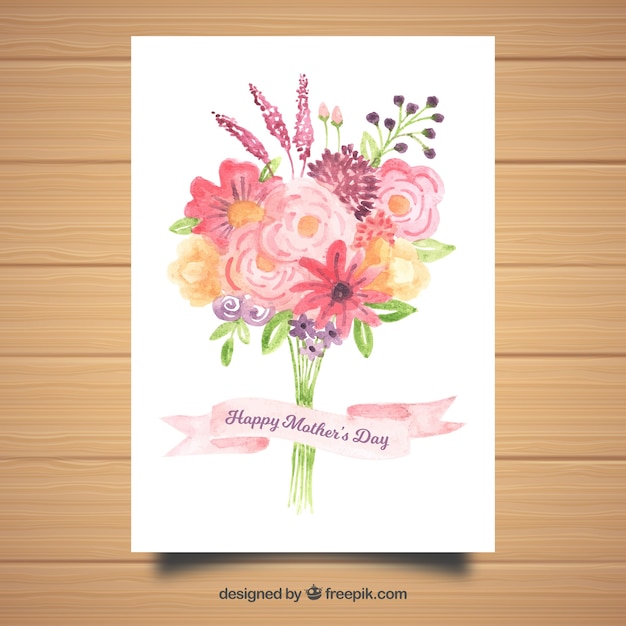 Free vector watercolour greeting card happy mother's day