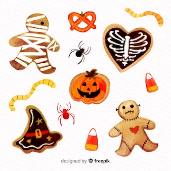 Watercolour halloween candy collection