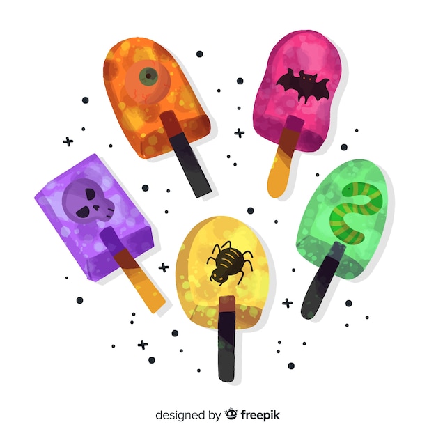 Free vector watercolour halloween candy collection