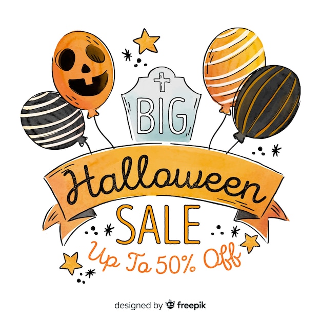 Watercolour halloween sale with balloons