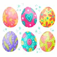 Free vector watercolour happy easter day egg collection