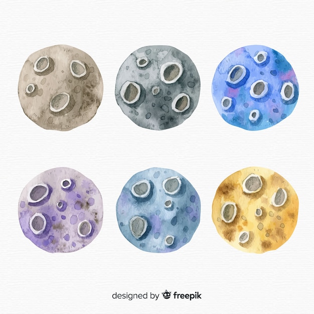 Free vector watercolour moon with crates collection