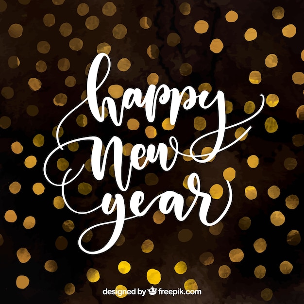 Watercolour new year background with white lettering