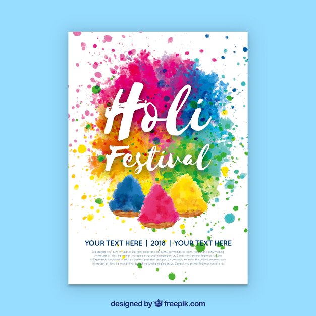 watercolour party poster for holi festival 