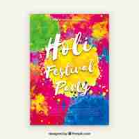 Free vector watercolour party poster for holi festival