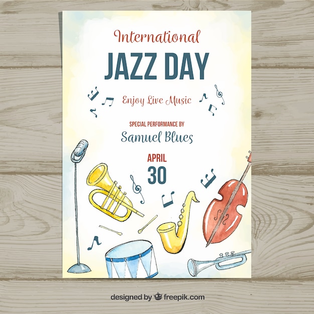 Watercolour poster for international jazz day