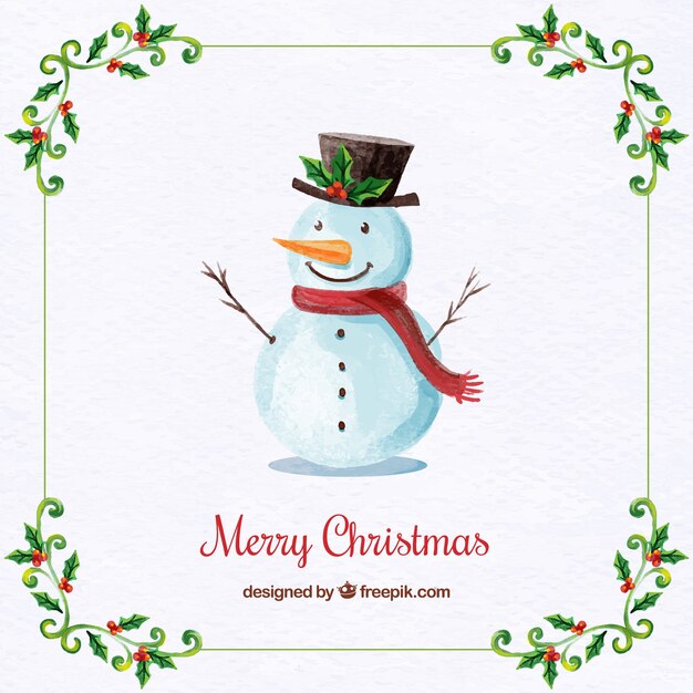 Free vector watercolour snowman background