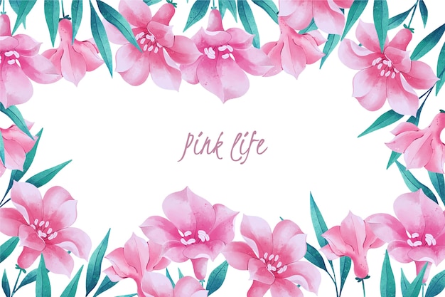 Watercolour spring pink flowers background