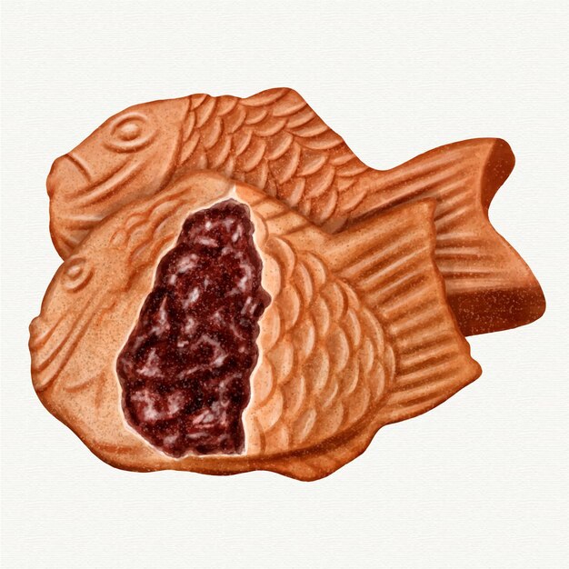 Watercolour taiyaki delicious asian sweet