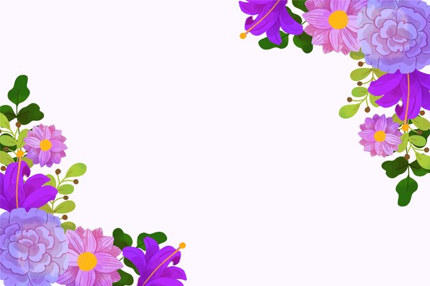 Watercolour violet spring background frame with copy space