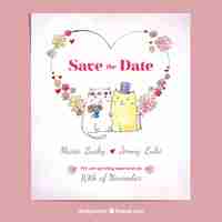 Free vector watercolour wedding invitation