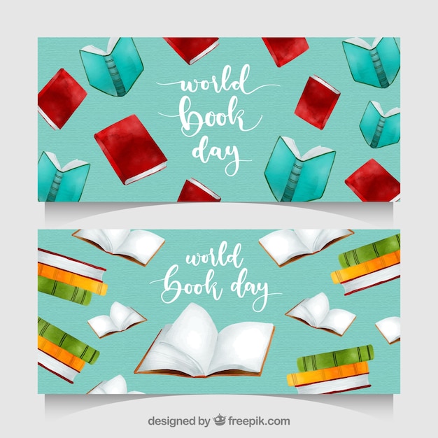 Free vector watercolour world book day banners