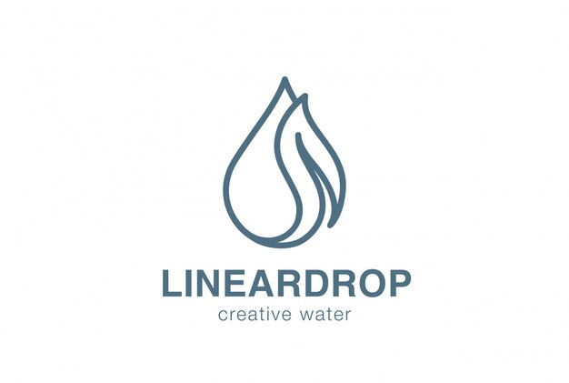 Waterdrop leaf Logo linear vector  icon.