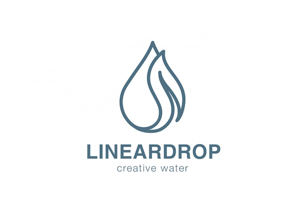 Waterdrop leaf Logo linear vector  icon.