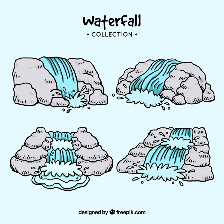 Free Vector waterfalls collection in cartoon style