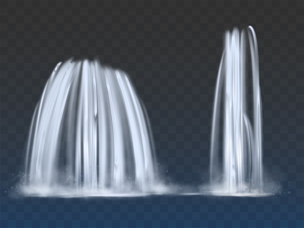 Free vector waterfalls or fountains flow 3d realistic vector