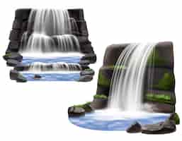 Free vector waterfalls realistic compositions