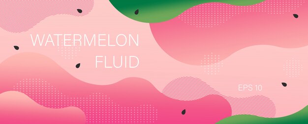 Watermelon banner in flat style waves and curls