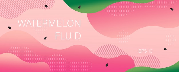Watermelon banner in flat style waves and curls