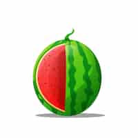 Free vector a watermelon with a red center and the bottom half is half red.