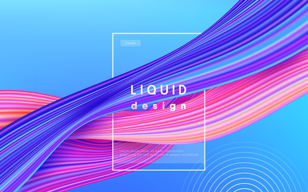 Wave color  background. Liquid flow paint 3d design illustration. Geometric dynamic wavy color ink art concept.
