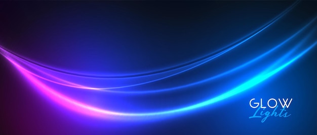 Wave neon light streak banner design