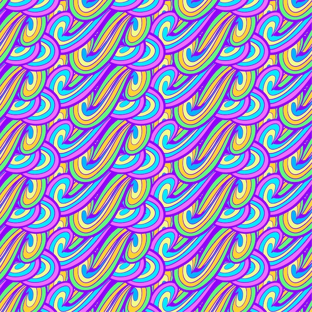 Free vector wave psychedelic seamless pattern