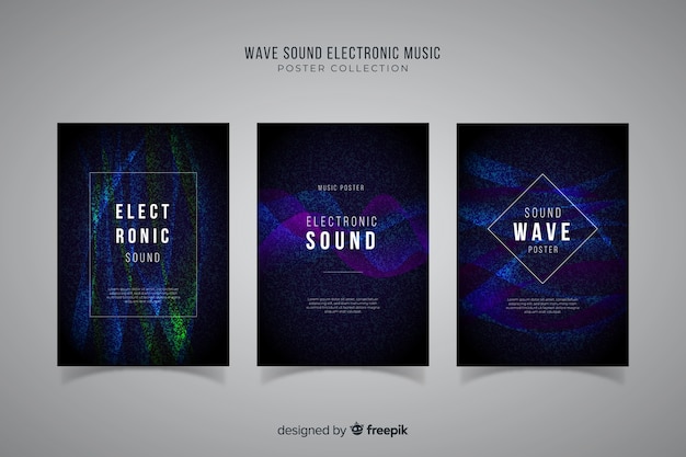 웨이브 사운드 전자 음악 포스터 컬렉션
