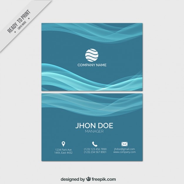 Waves blue business card