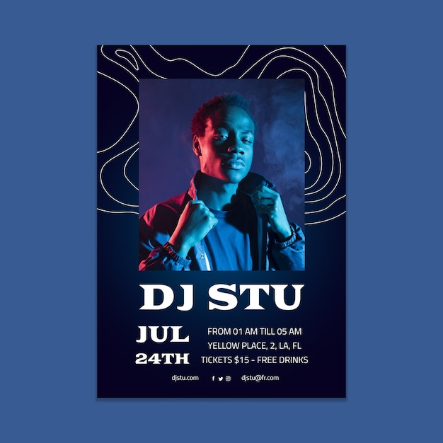 Шаблон флаера Waves dj stu