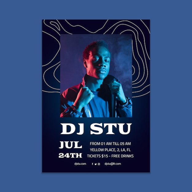 Waves dj stu flyer template